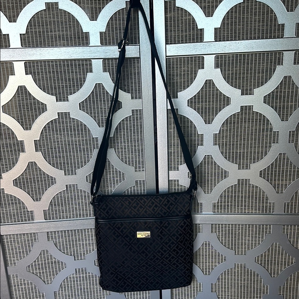 Tommy Hilfiger Black Crossbody Bag with Woven Texture